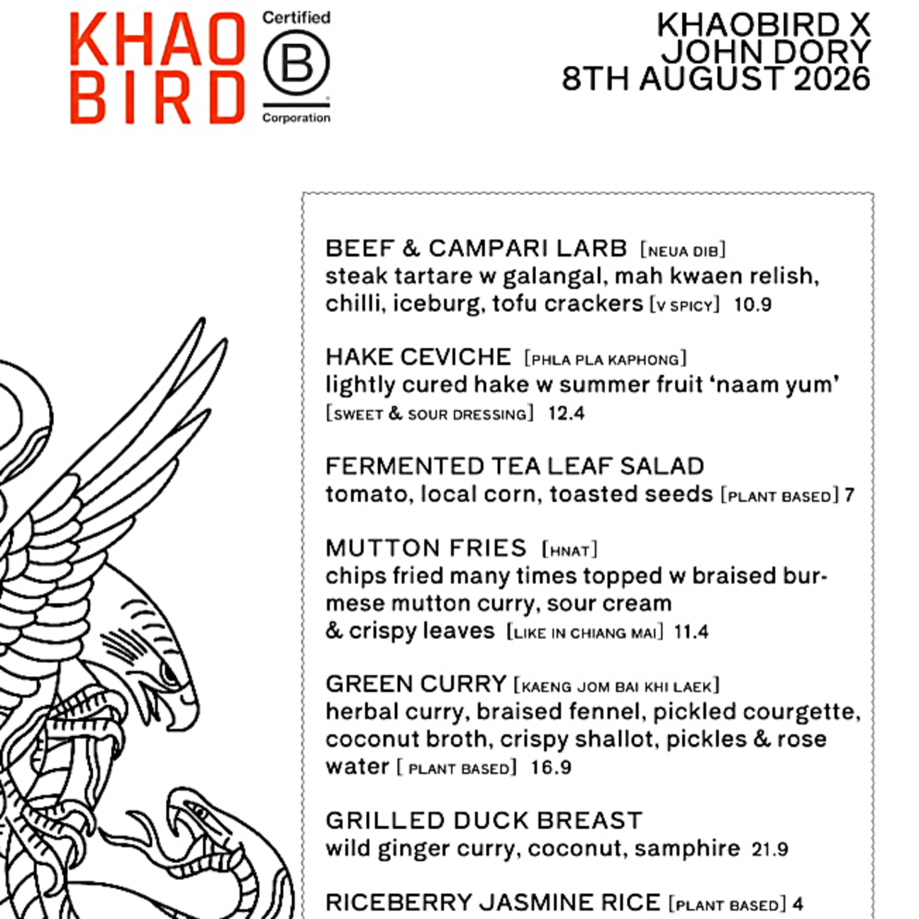 John Dory collaboration event with KHAOBIRD, in Sandgate