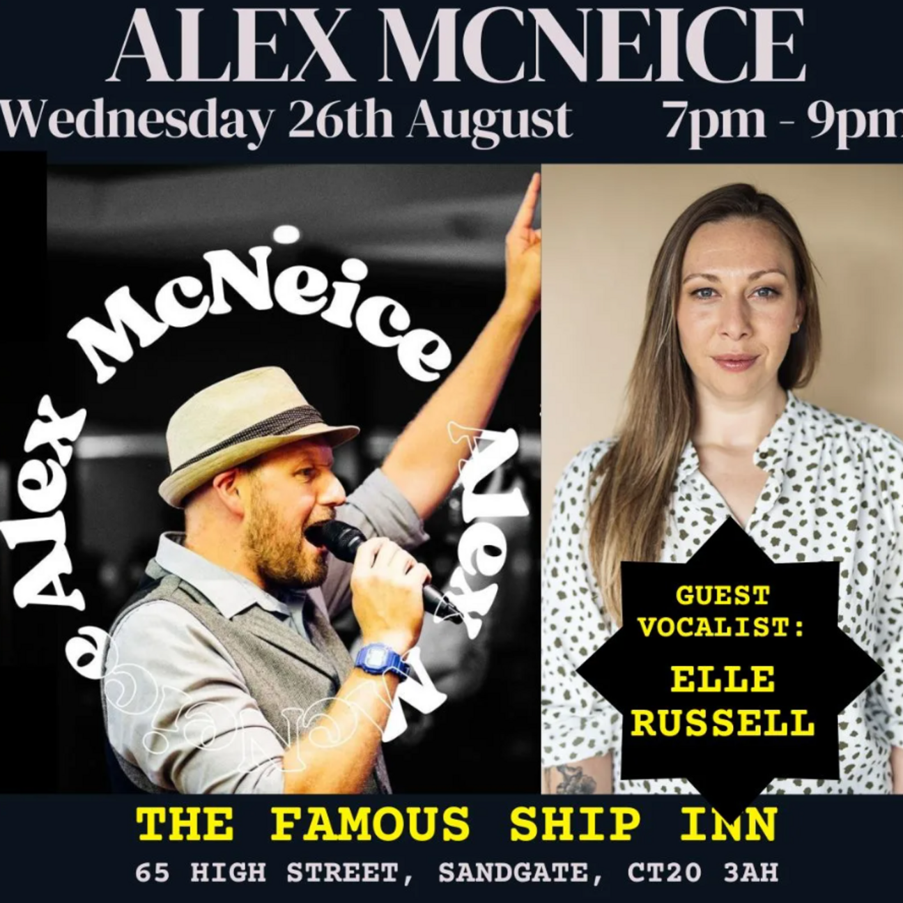 Alex McNeice singing at The Ship