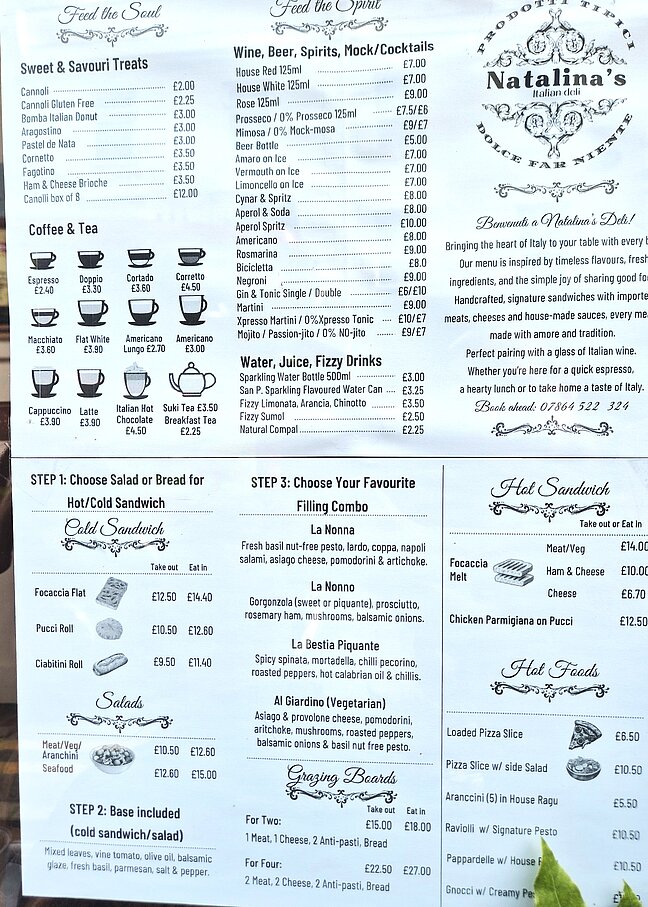 Natalina's Deli menu