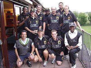 A cricket team.