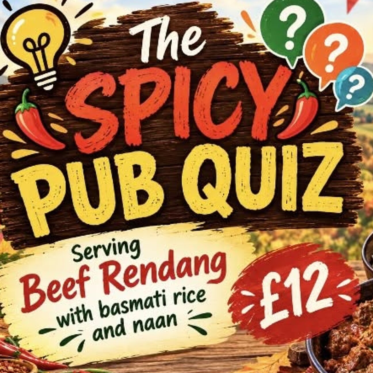 Spicy pub quiz poster for the Royal Norfolk Hotel