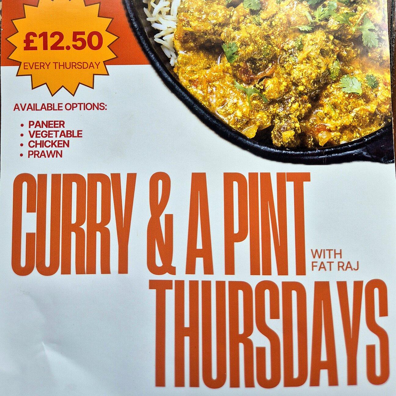 Curry and a pint Thursdays at Bar 96