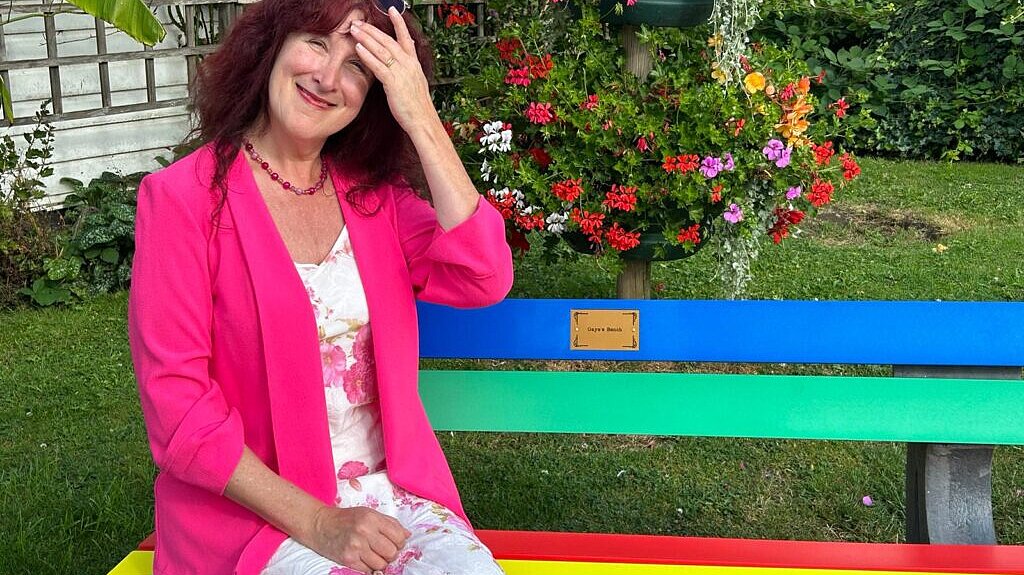 Gaye sitting on her bench.