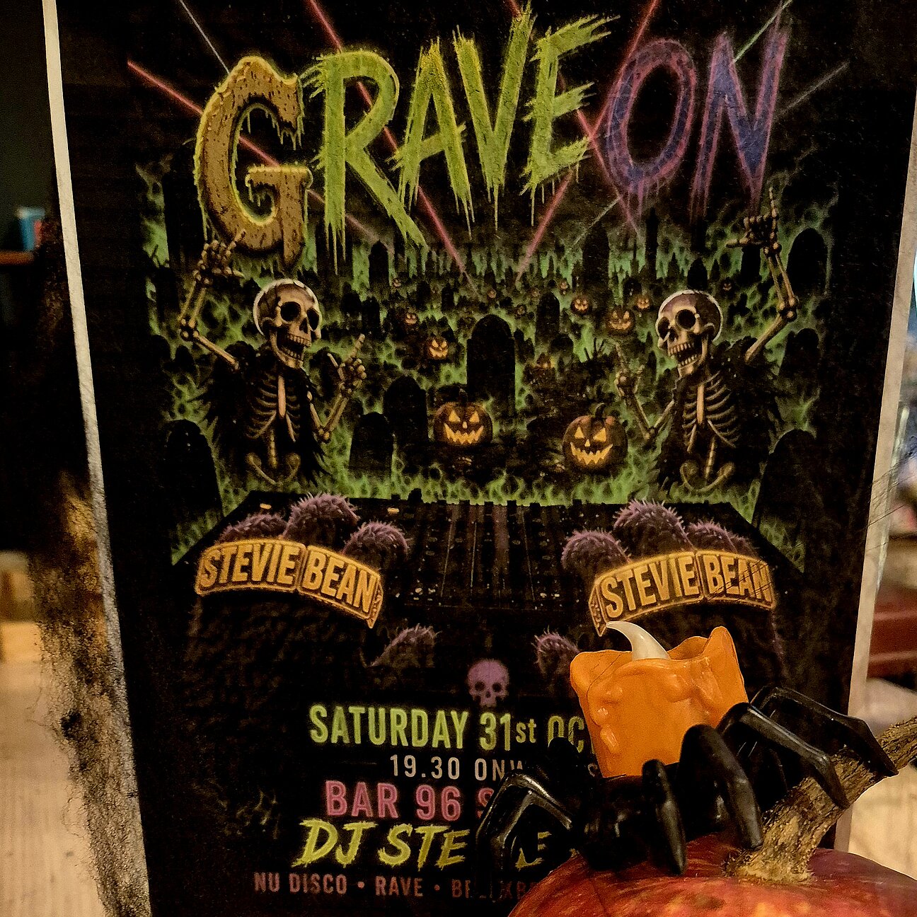 Poster for DJ Stevie Bean playing Halloween night 2026