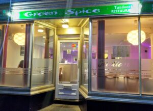 The outside of Green Spice Indian restaurant situated on Sandgate high street