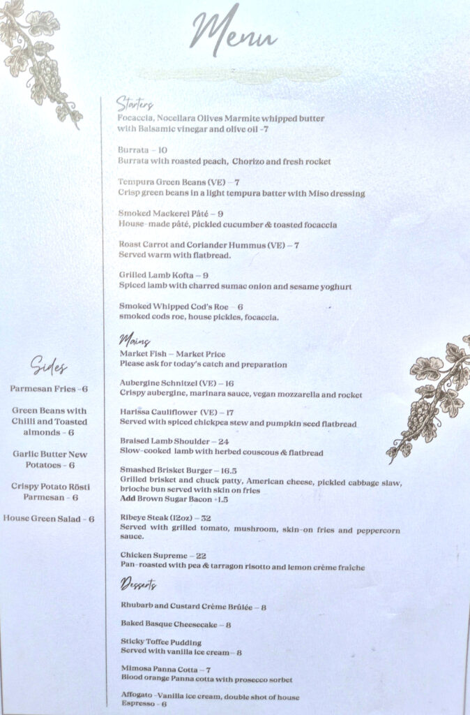 Mimosa restaurant Sandgate menu